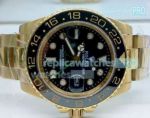 Copy Rolex GMT-Master II Black Dial Black Ceramic Bezel Gold Case Watch